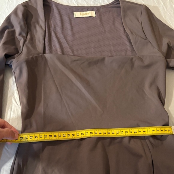 Elegant Long Sleeve Dress in Chocolate Brown - Picture 10 of 12